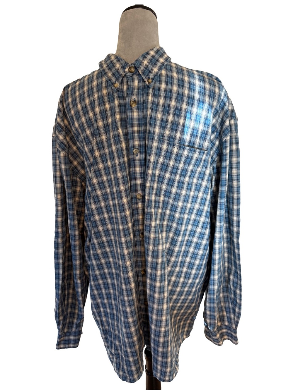 VTG 90s Aeropostale Oversized Plaid Flannel Button Up Shirt Mens XL Blue Grunge